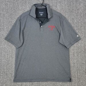 Alabama Crimson Tide Polo Shirt Mens L Gray Black Herringbone Football Champion